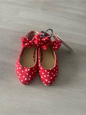 Janie and Jack Red Heart Bow Girls Dress Flats